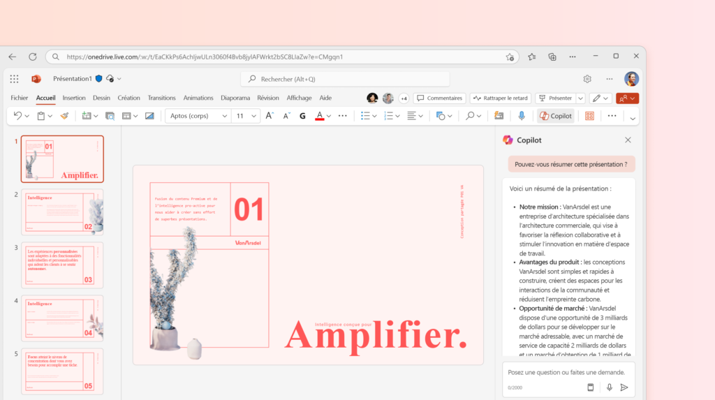 Résumé - Présentation PowerPoint avec Copilot